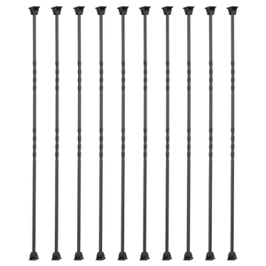 Staircase Balusters - 1/2inch x 44inch, Shiny and Finely Textured Metal Railings, Single Twist Balusters and Swivel Shoes (Double Twist 10pk) Satin Black