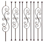 Oil Rubbed Copper Staircase Balusters - 1/2inch x 44inch, Metallic Railing Featuring Radiant Sheen, S-Curve Flower Decoration and Double Twist Balusters with Swivel