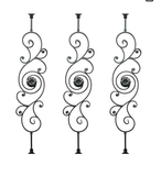 Balusters for Staircase Interior - Stair Railing Spindles, Iron Balusters Banister, Hollow Square, 1/2inch x 44inch, Intricate Flower Iron Balusters and Swivel Shoes (Pack of 3), Satin Black