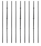 Round Balusters Stair Railing - 5/8 in. x 44 in, Venetian Iron Balusters Hollow, Double Knuckle and Round Plain Iron Railing (Pack of 9), Fluted and Lite, Satin Black,