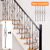 Oil Rubbed Copper Staircase Balusters - 1/2inch x 44inch, Metallic Railing Featuring Radiant Sheen, S-Curve Flower Decoration and Double Twist Balusters with Swivel